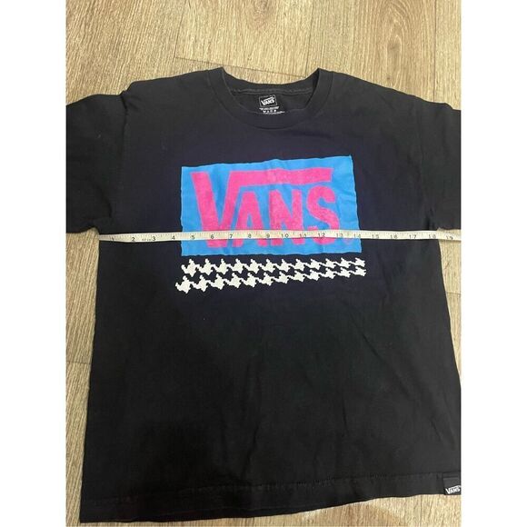 Vans Black Tee with Blue and Pink Logo - Picture 3 of 5